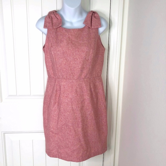 Monteau Dresses & Skirts - Monteau Pink Tweed Dress with Bow Shoulder Detail